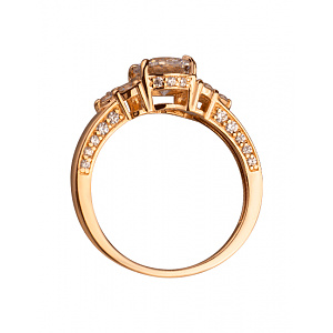 Золотое кольцо с цирконием куб. (01-200364856) фотография