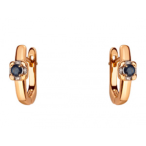 Золотые серьги с бриллиантами  и  корундами (01-200388256) фотография