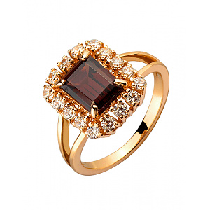 Золотое кольцо с гранатом  и  цирконием куб. (01-200510756) фотография