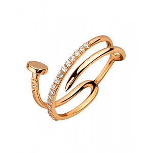 Золота каблучка з фіанітом (цирконієм куб.) (01-200608556) фотографія