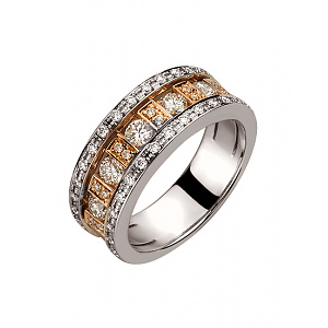 Золота каблучка з діамантами (01-200616856) фотографія