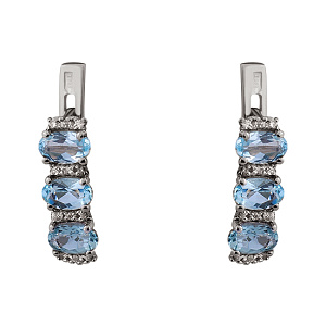 Золотые серьги с топазами  и  циркониями (2с-149) фотография