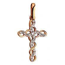 Золотой крестик с цирконием куб. (01-19140457)
