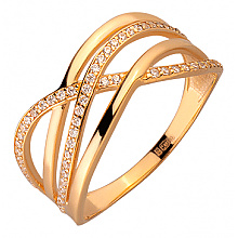 Золотое кольцо с цирконием куб. (01-200055157)