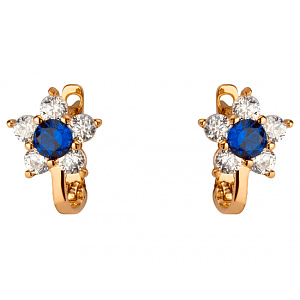 Золотые серьги с цирконием куб. (01-200381557) фотография