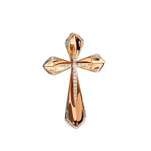 Золотой крестик с бриллиантами (01-200473857) фотография