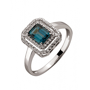 Золота каблучка з топазом  та  цирконієм куб. (01-200510757) фотографія