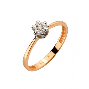 Золота каблучка з діамантами (01-200512257) фотографія