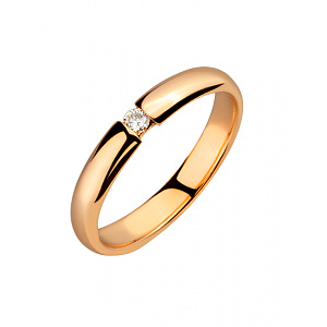 Золотое обручальное кольцо  с бриллиантом (01-200745957) фотография