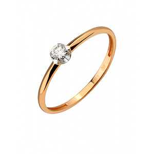 Золота каблучка з діамантом (01-200781057) фотографія
