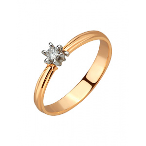 Золотое кольцо с бриллиантом (01-200819357) фотография
