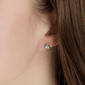 Золотые серьги с фианитами (кубическим цирконием) (2б_с-109) фотография