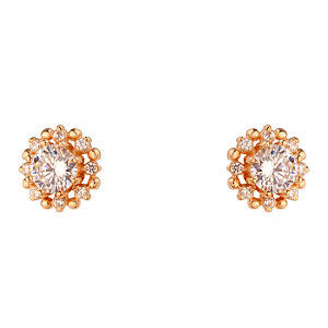 Золотые серьги с цирконием куб. (01-200159958) фотография