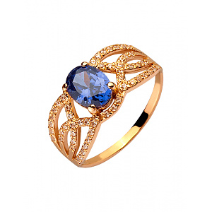 Золотое кольцо с цирконием куб. (01-200383758) фотография