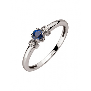 Золота каблучка з діамантами  та  корундом (01-200404758) фотографія