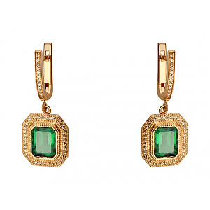 Золотые серьги с цирконием куб. (01-18833659) фотография