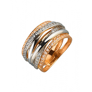 Золотое кольцо с цирконием куб. (01-19266259) фотография