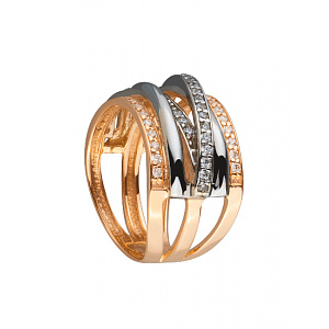 Золотое кольцо с цирконием куб. (01-19266259) фотография