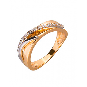 Золотое кольцо с цирконием куб. (01-200087459) фотография