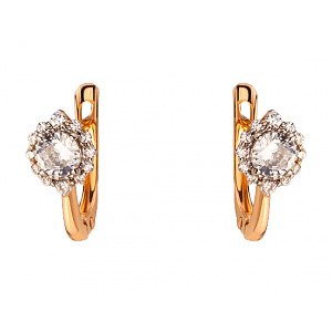 Золоті сережки з цирконієм куб. (01-200276059) фотографія