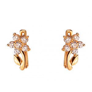 Золоті сережки з цирконієм куб. (01-200291159) фотографія