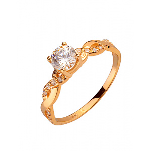 Золотое кольцо с цирконием куб. (01-200355559) фотография