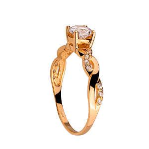 Золотое кольцо с цирконием куб. (01-200355559) фотография