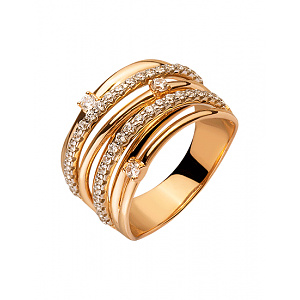 Золотое кольцо с цирконием куб. (01-200404859) фотография