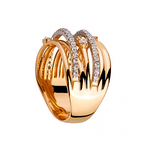 Золотое кольцо с цирконием куб. (01-200404859) фотография