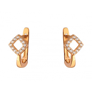 Золоті сережки з цирконієм куб. (01-200530759) фотографія