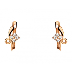 Золотые серьги с фианитом (цирконием куб.) (01-200783559) фотография