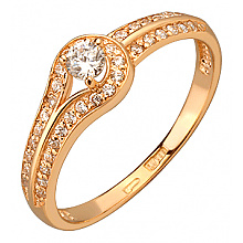 Золота каблучка з фіанітом (цирконієм куб.) (01-200819359)