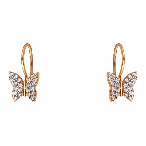 Золотые серьги с фианитом (цирконием куб.) (01-200841759) фотография