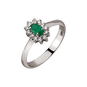 Золота каблучка з берилом  та  діамантами (01-200851659) фотографія