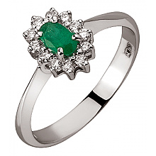 Золота каблучка з берилом  та  діамантами (01-200851659)