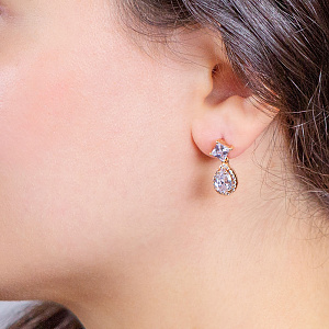 Золоті сережки з фіанітами (1б_с-085) фотографія