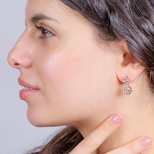 Золоті сережки з фіанітами (1б_с-085) фотографія