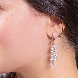 Золотые серьги с фианитами  и  циркониями (2б_с-259) фотография