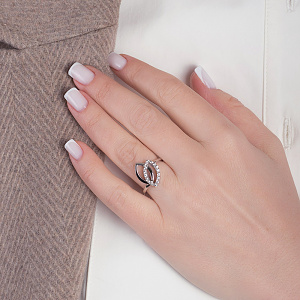 Золота каблучка з фіанітами (кубічним цирконієм) (2к-268) фотографія