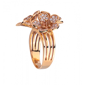 Золотое кольцо с фианитами (кубическим цирконием) (1б_к-097) фотография