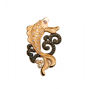 Золота брошка з фіанітами  та  цирконіями (10б_бр-017) фотографія