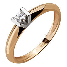 Золотое кольцо с бриллиантом (01-18385360)