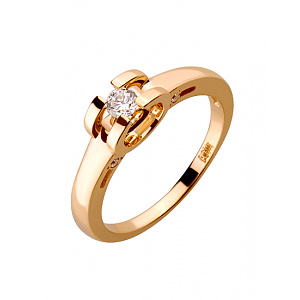 Золота каблучка з цирконієм куб. (01-19201560) фотографія