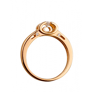 Золота каблучка з цирконієм куб. (01-19201560) фотографія