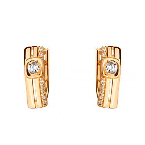 Золотые серьги с цирконием куб. (01-19279060) фотография