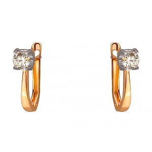 Золотые серьги с цирконием куб. (01-200020560) фотография