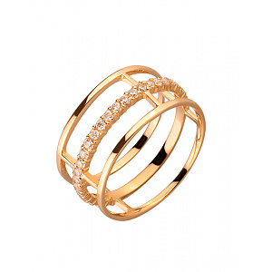 Золотое кольцо с цирконием куб. (01-200041260) фотография