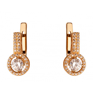 Золотые серьги с цирконием куб. (01-200219060) фотография