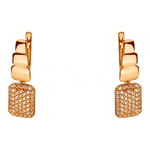 Золотые серьги с цирконием куб. (01-200404860) фотография