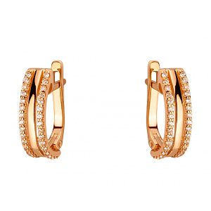 Золоті сережки з цирконієм куб. (01-200447860) фотографія